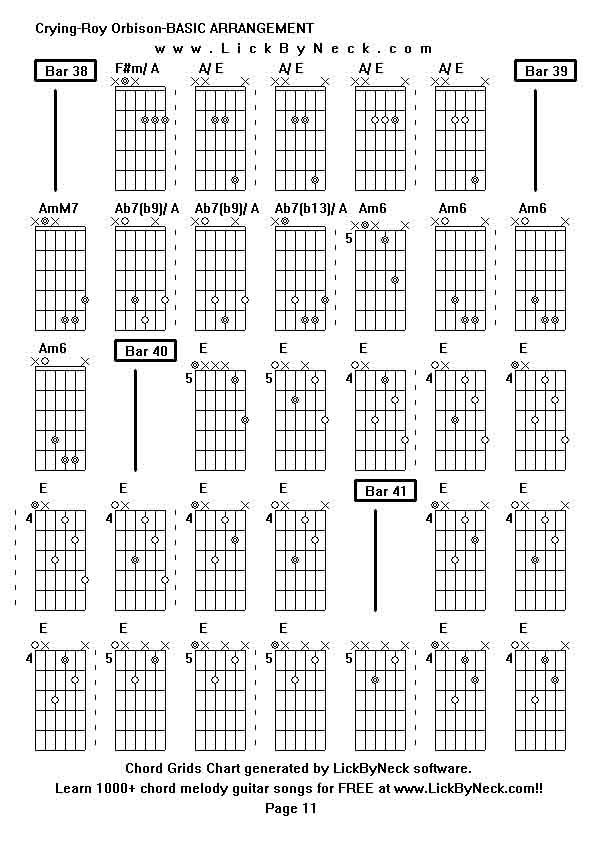 Chord Grids Chart of chord melody fingerstyle guitar song-Crying-Roy Orbison-BASIC ARRANGEMENT,generated by LickByNeck software.